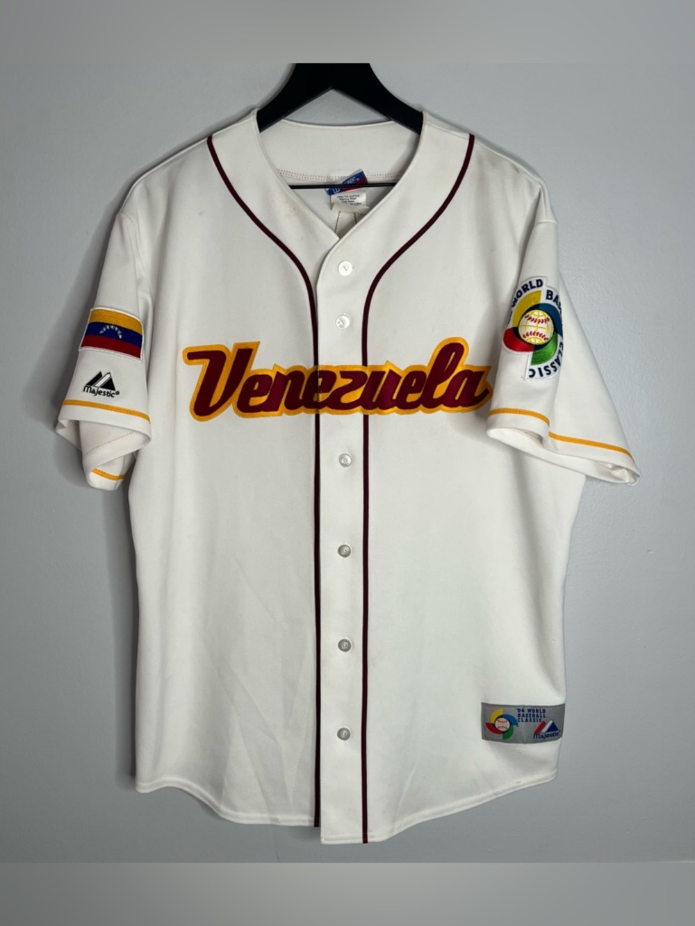 Venezuela Ramon Hernandez Baseball Jersey Mens Large White 2006 WBC Majestic Sig